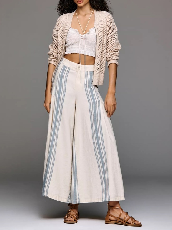 Pilcro Pants - Anthropologie Pilcro Linen Cotton Linen Skirty Sailor Pants ULTRA WIDE LEG nwt
